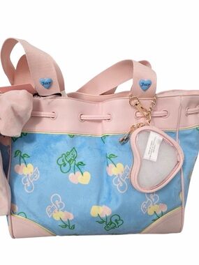 Juicy Couture Cherry Daydreamer Tote Retro Blue Gelato Bag Y2K Pink Bow